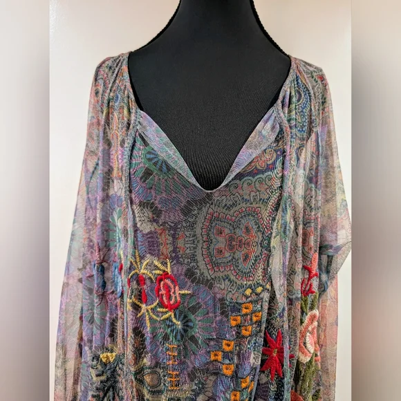 Johnny Was Long Sleeve Mesh Midi - Picture 2 of 4